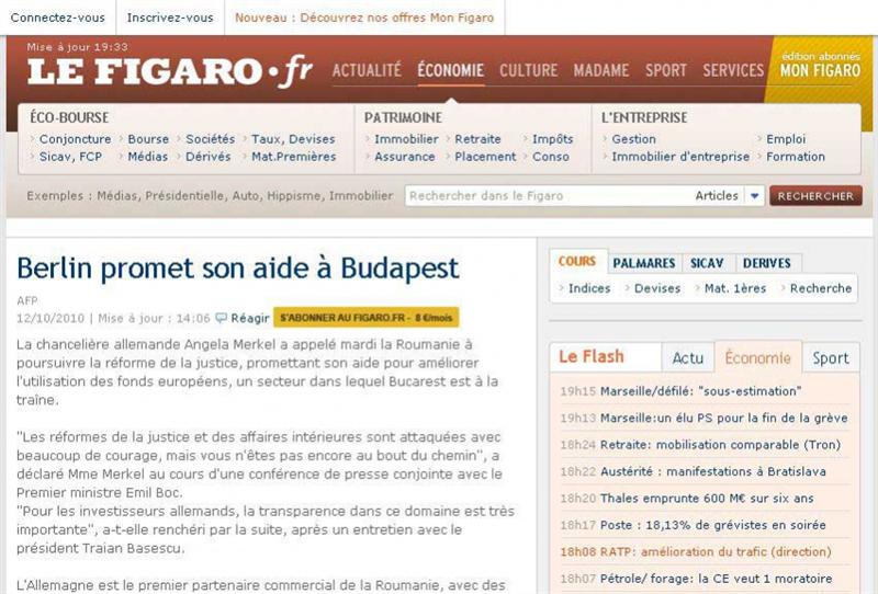 Le Figaro a încurcat Bucureştiul cu Budapesta, la vizita cancelarului Germaniei în România