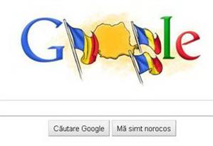 Drapelul şi harta României, în sigla Google de 1 Decembrie