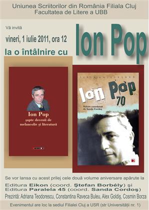 Două volume aniversare la întâlnirea cu scriitorul clujean Ion Pop