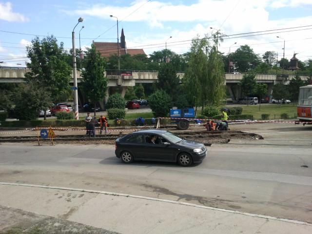 A început modernizarea liniei de tramvai din Mănăştur FOTO / VIDEO