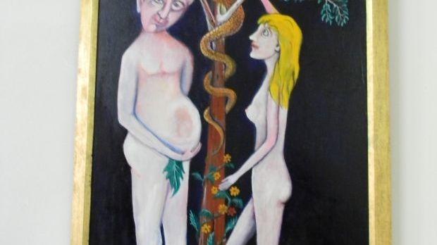 Artă naivă: Băsescu şi Elena Udrea, în pielea goală