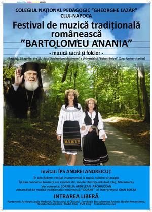 Festival de muzică tradiţională în cinstea Mitropolitului Bartolomeu Anania, sâmbătă, la Auditorium Maximum