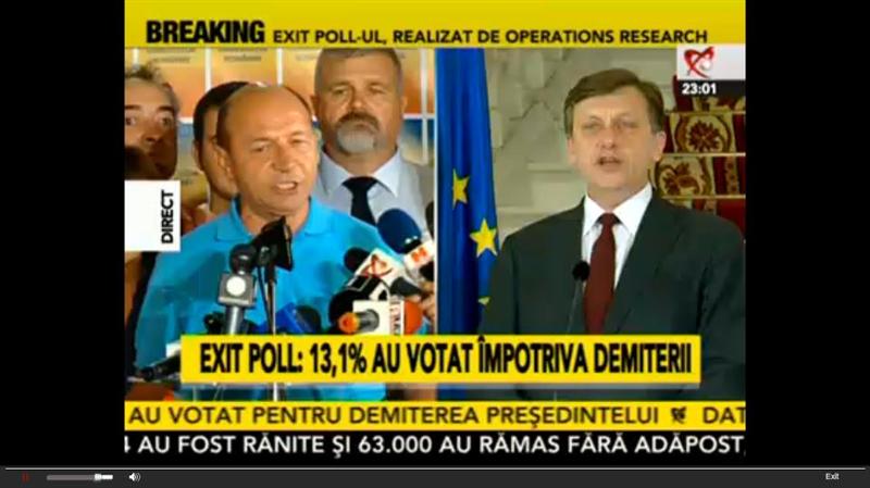 Exit poll la ora 21: 44% dintre români au votat. Câţi au cerut demiterea preşedintelui Băsescu