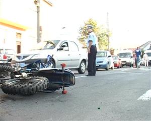 Motociclist rănit într-un accident în centrul Clujului VIDEO