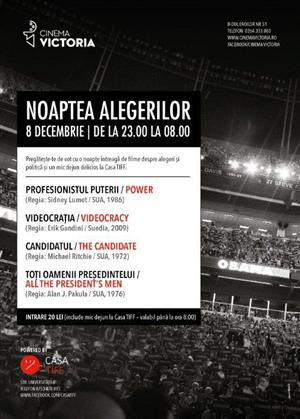 Maraton nocturn de filme despre alegeri și politică, la Cinema Victoria
