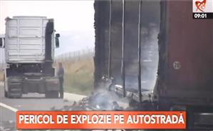 Un Tir a luat foc pe Autostrada Transilvania