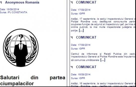 Site-ul Poliţiei Române, spart de Anonymous România: 