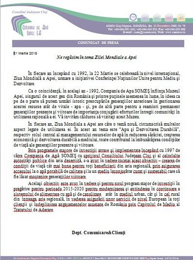 Ne regăsim în tema Zilei Mondiale a Apei