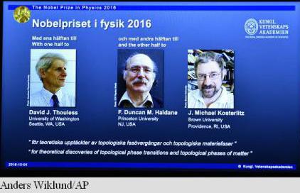 Nobel 2016: Premiul pentru fizică se împarte între trei cercetători