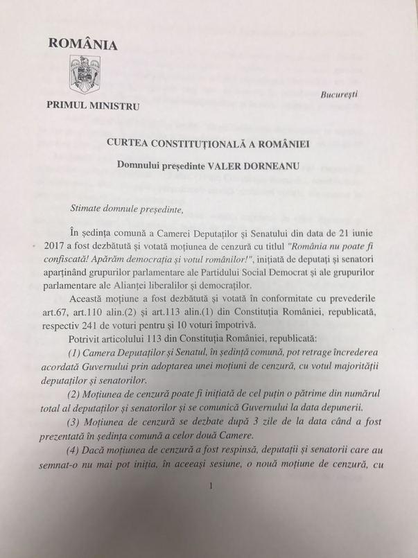 Sorin Grindeanu a sesizat CCR pe motiv că votul la moţiune nu a fost secret 