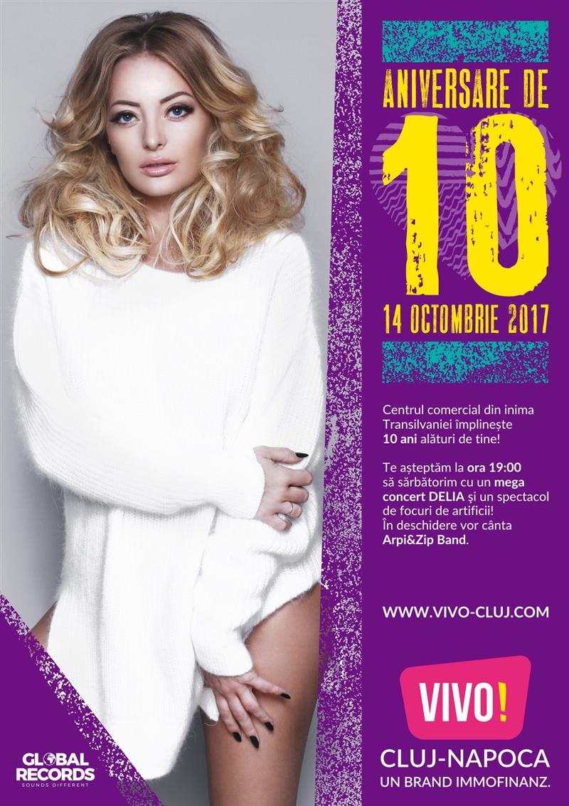 VIVO! Cluj-Napoca anunță oferte speciale în magazine și un mega concert Delia cu ocazia aniversării de 10 ani (P)