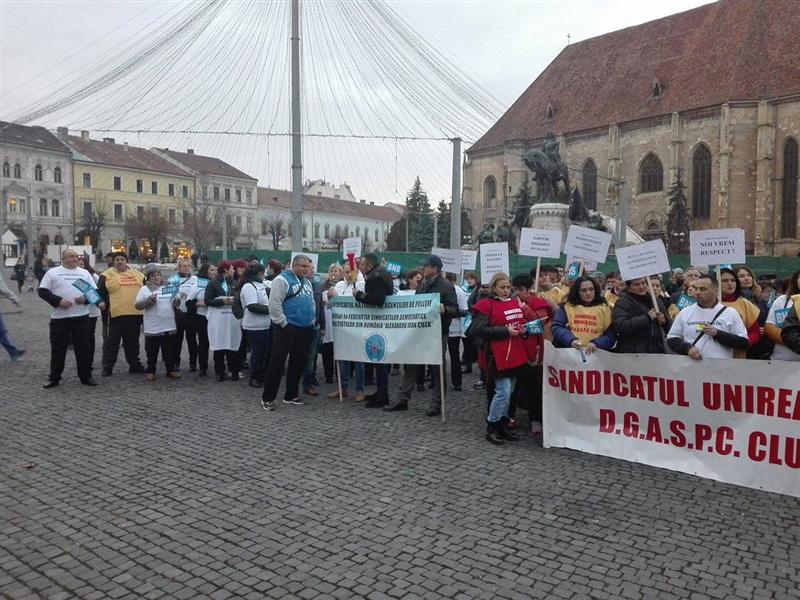 Sindicatele, în stradă la Cluj FOTO