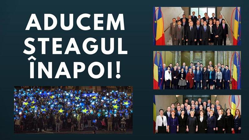 Steagul Uniunii Europene ajunge la Cluj şi va fi desfăşurat în faţa sediului PSD 