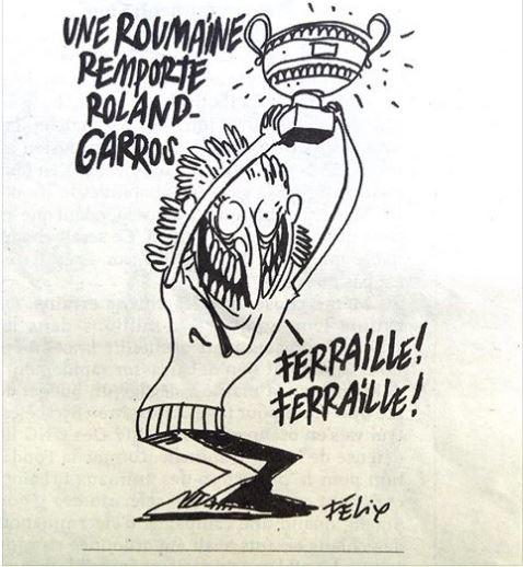 Caricatură cu Simona Halep în Charlie Hebdo după Roland Garros: 