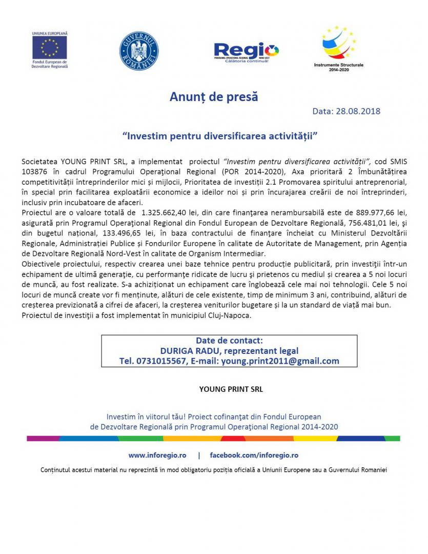 “Investim pentru diversificarea activității”
