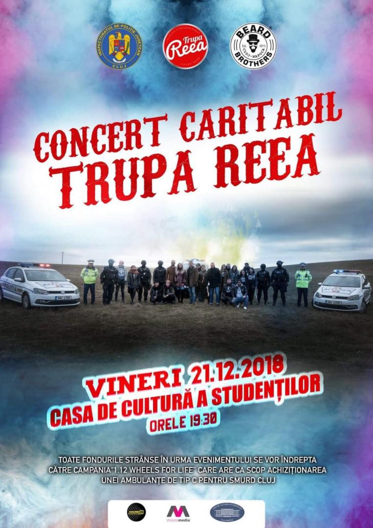 Concert în campania ,,1.12 Wheels For Life”. Polițiștii clujeni și Beard Brothers, alături pentru o ambulanță SMURD