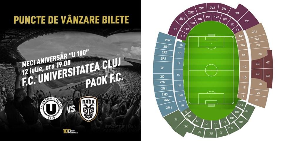 Au fost suplimentate punctele de vânzare a biletelor la meciul U Cluj – PAOK Salonic