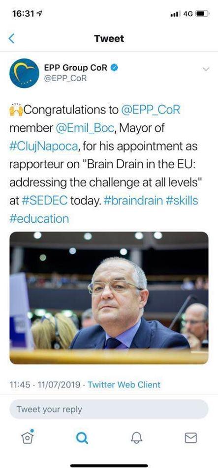 Primarul Clujului are funcţie europeană