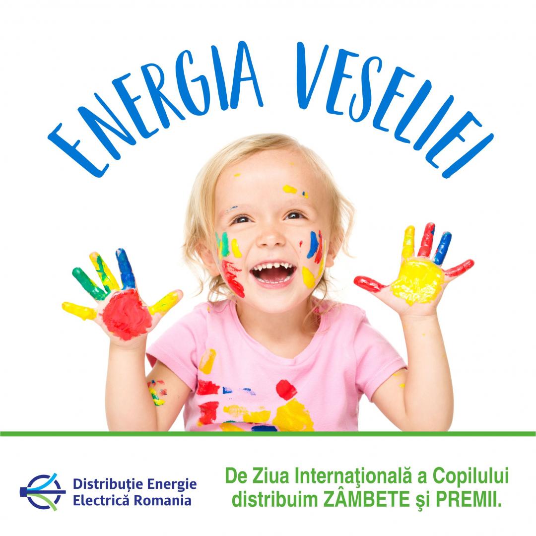 ENERGIA VESELIEI! De Ziua Internațională a Copilului, Distribuție Energie Electrică România distribuie zâmbete și premii