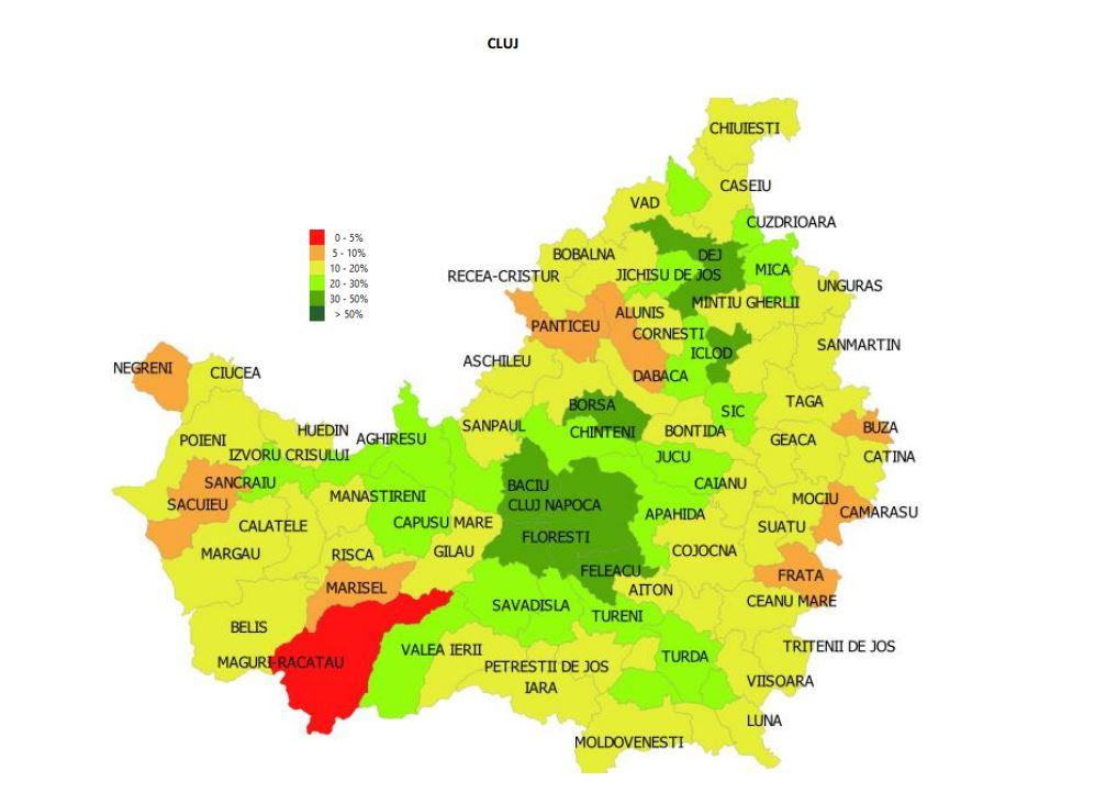 TOP 10  localități din România cu cea mai mare rată de vaccinare. Cluj-Napoca, singurul municipiu din clasament - HARTA