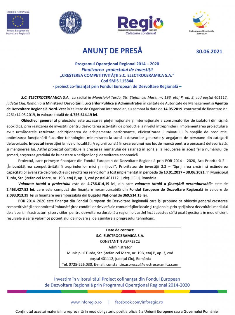 ANUNT DE PRESA