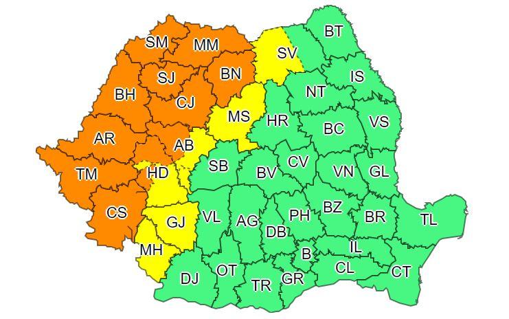 Nu scăpăm de furtuni! Noi avertizări de vijelii, grindină și ploi abundente la Cluj