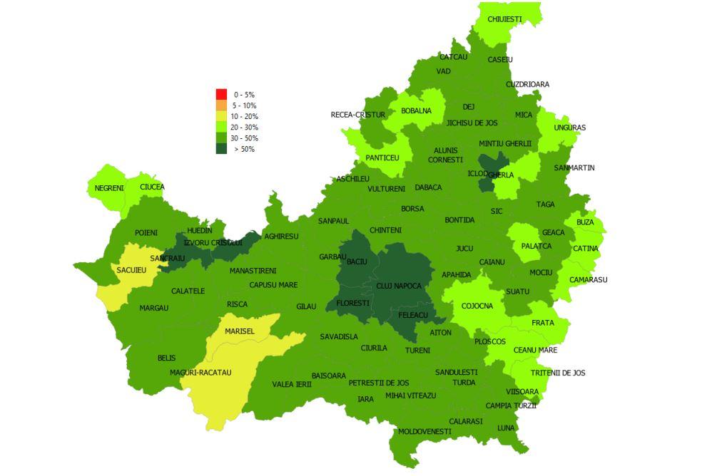 Clujul are doar o comună în topul vaccinărilor. Ce procent are Cluj-Napoca/ VEZI rata de acoperire pe localități