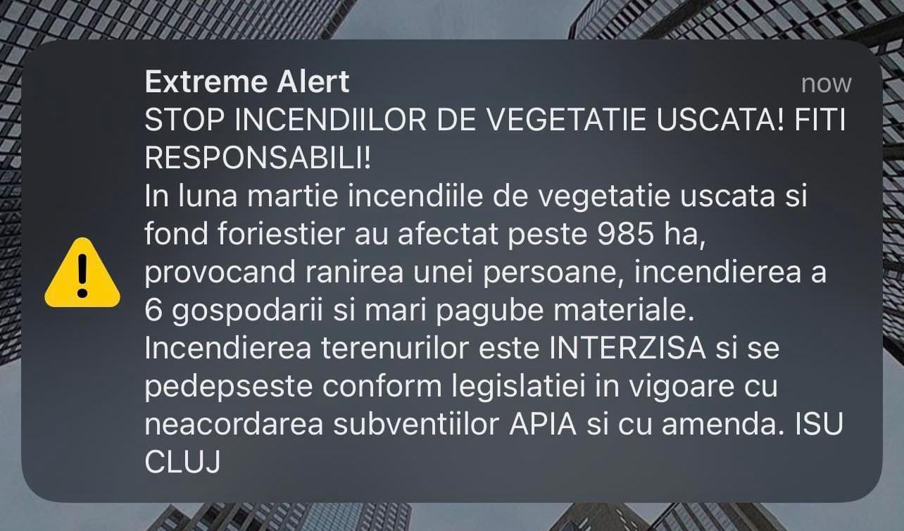 Clujul, "campion" la incendiile de vegetație! Peste 450 doar de la începutul anului/ Mesaj Ro-Alert în județ