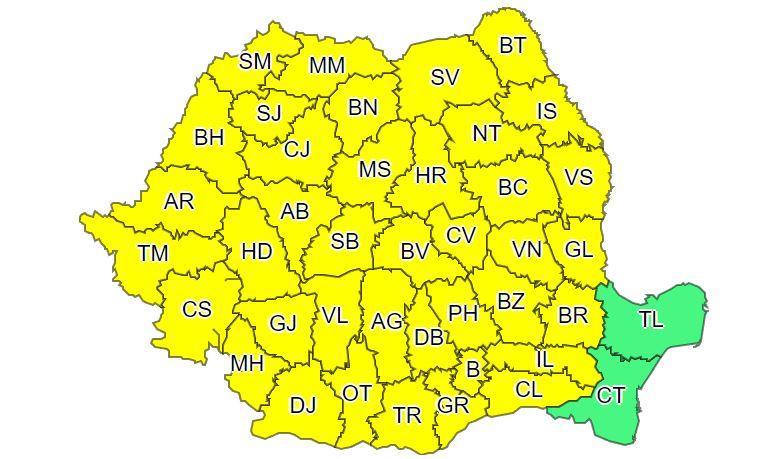 Revine vremea rea! COD GALBEN de ploi, vijelii și grindină la Cluj