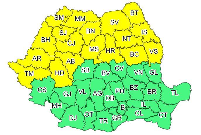 Se strică vremea! COD GALBEN de ploi, grindină și vijelii la Cluj