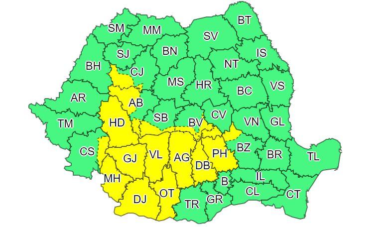 Nu scăpăm de vremea rea! O nouă averizare COD GALBEN de furtuni la Cluj