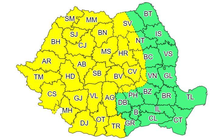 Nu scăpăm de furtuni! O nouă avertizare COD GALBEN la Cluj