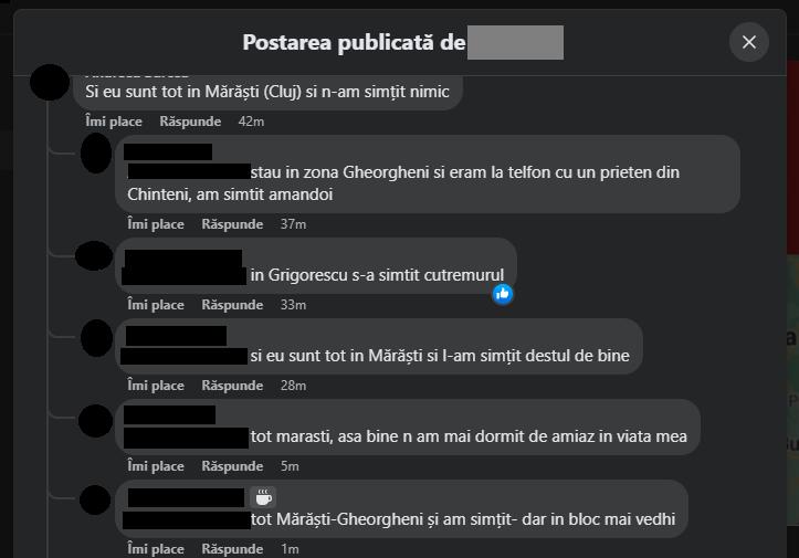 Oamenii din Cluj după cutremur: „M-a zguduit binișor” / „Dacă ai simțit ceva, schimbă chiria”. Seismul a fost resimțit și în Chinteni
