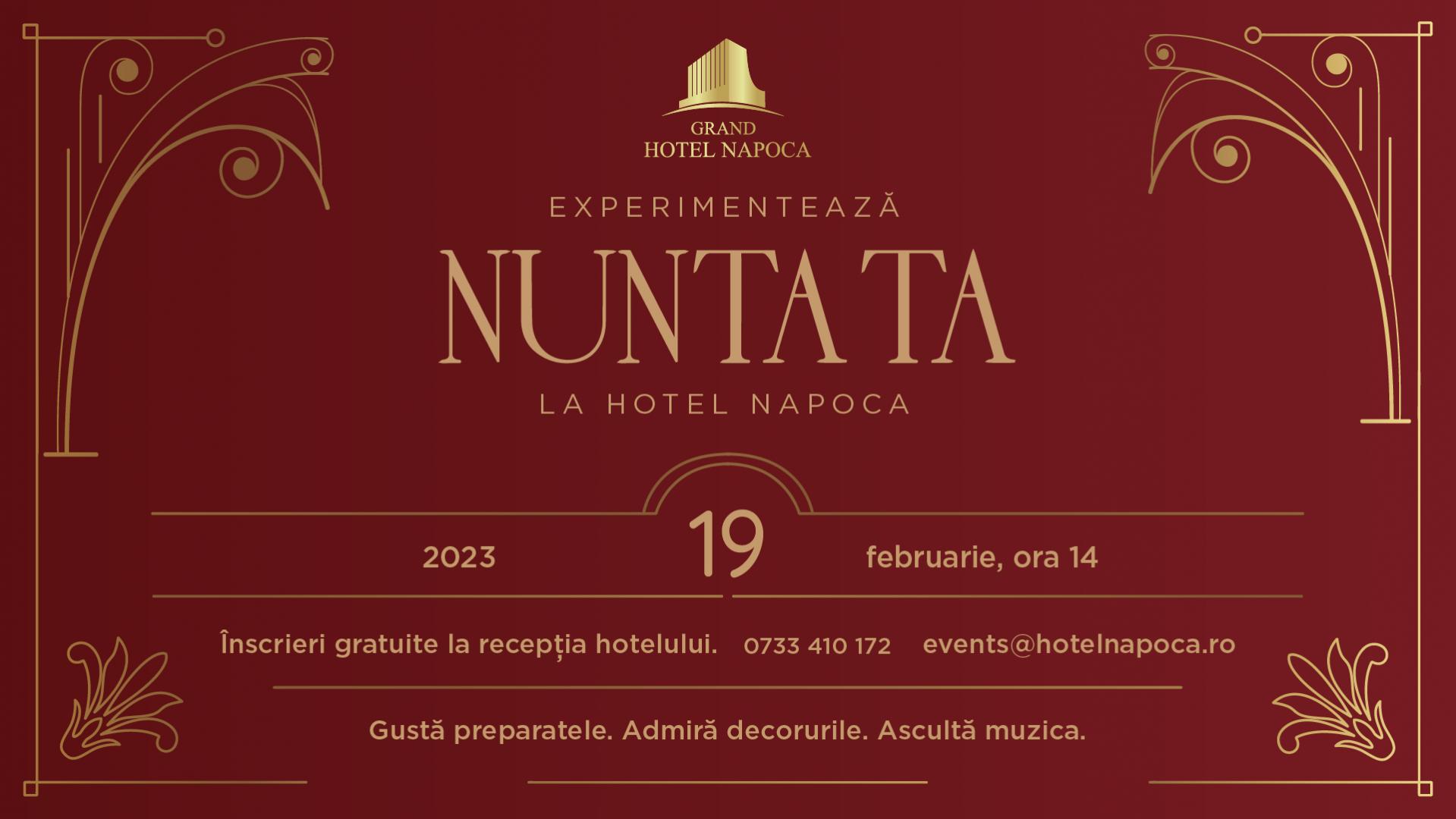 Nunta ta la Hotel Napoca - Eveniment plin de gust și eleganță pentru cuplurile care vor spune DA în 2023