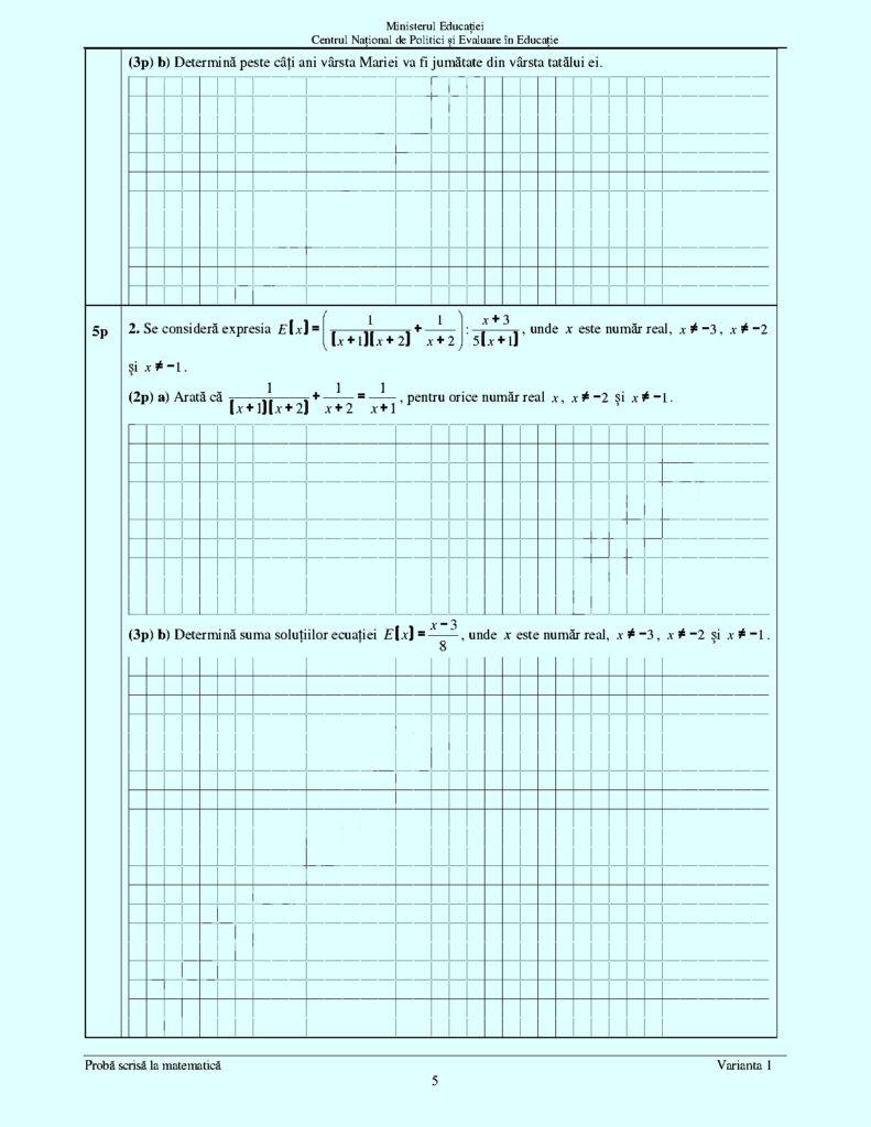 SUBIECTELE la Matematică la Evaluare Națională. Ce au avut de rezolvat elevii