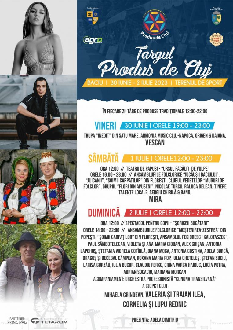 Târgul „Produs de Cluj” merge în Baciu! Vor concerta Mira și Vescan