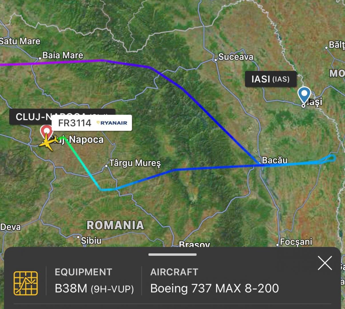 Probleme pentru un zbor Ryanair! Trebuia să ajungă la Iași, dar a aterizat la Cluj