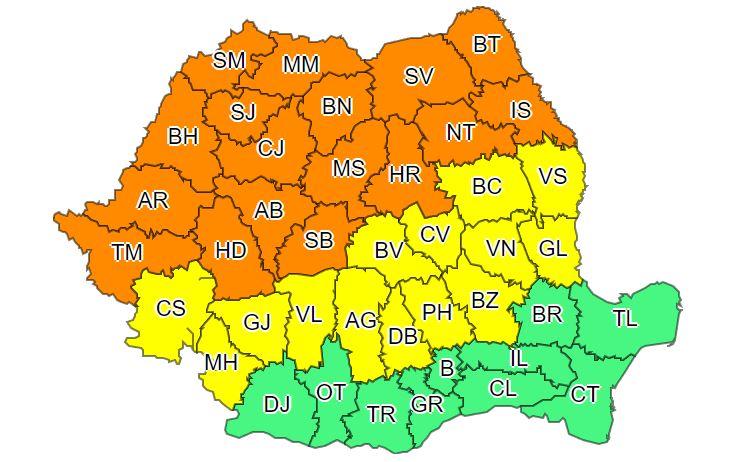 Noi avertizări de FURTUNĂ la Cluj! COD PORTOCALIU de vijelii puternice, grindină și ploi