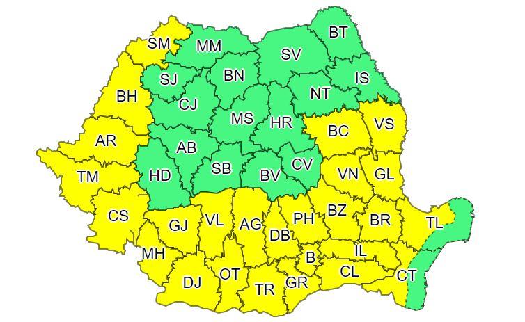 Revin furtunile! COD GALBEN de ploi, descărcări electrice și vijelii la Cluj