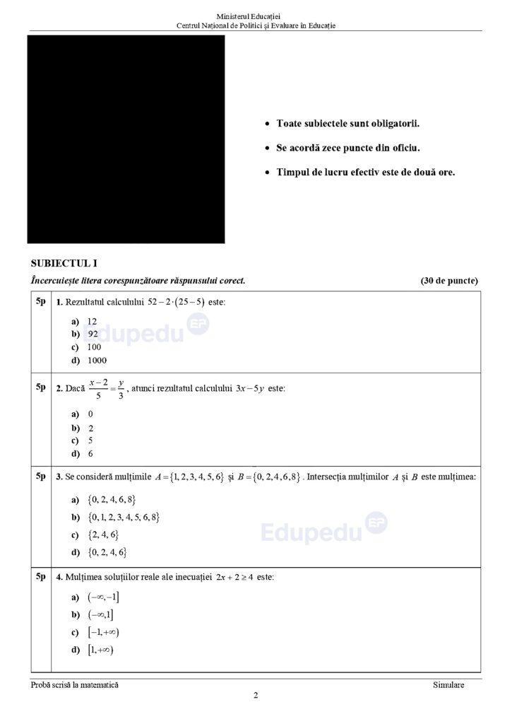 Simulare Evaluarea Națională. Ce au avut de rezolvat elevii la proba de Matematică