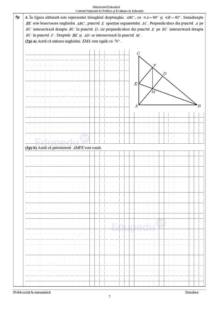 Simulare Evaluarea Națională. Ce au avut de rezolvat elevii la proba de Matematică