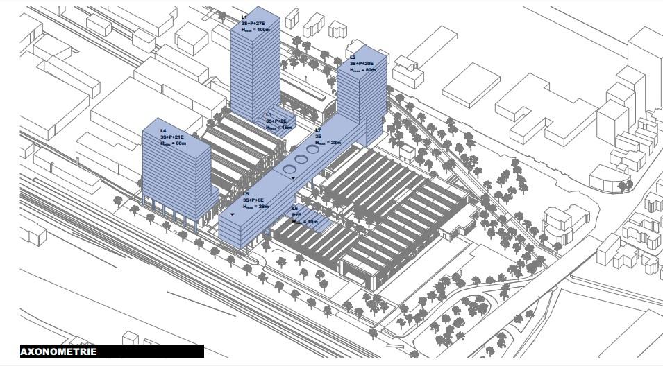 Zgârie-nori de 20 și 27 de etaje, pe locul unei platforme industriale din Cluj-Napoca. Va avea școală, piațete și locuri de promenadă pe mal de apă