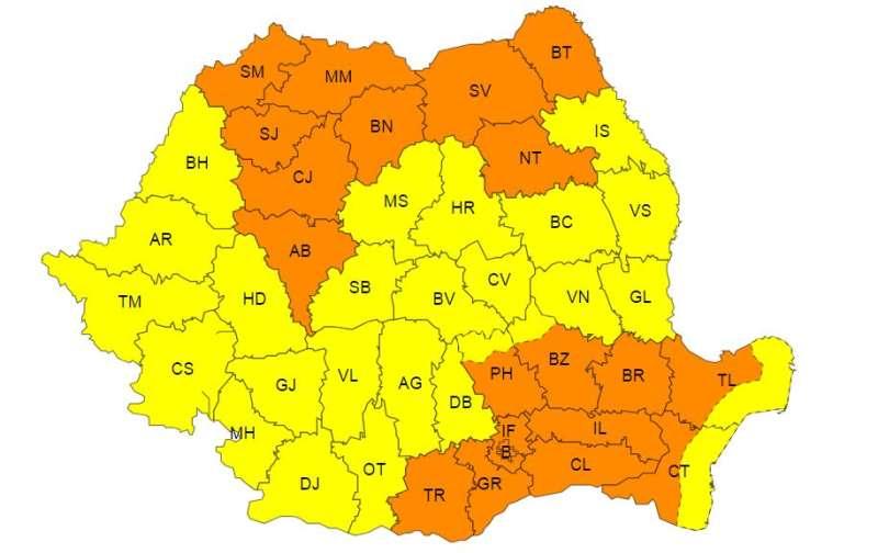 COD PORTOCALIU de vânt şi vijelii în Cluj și alte județe! Rafalele vor depăşi 120 km/h