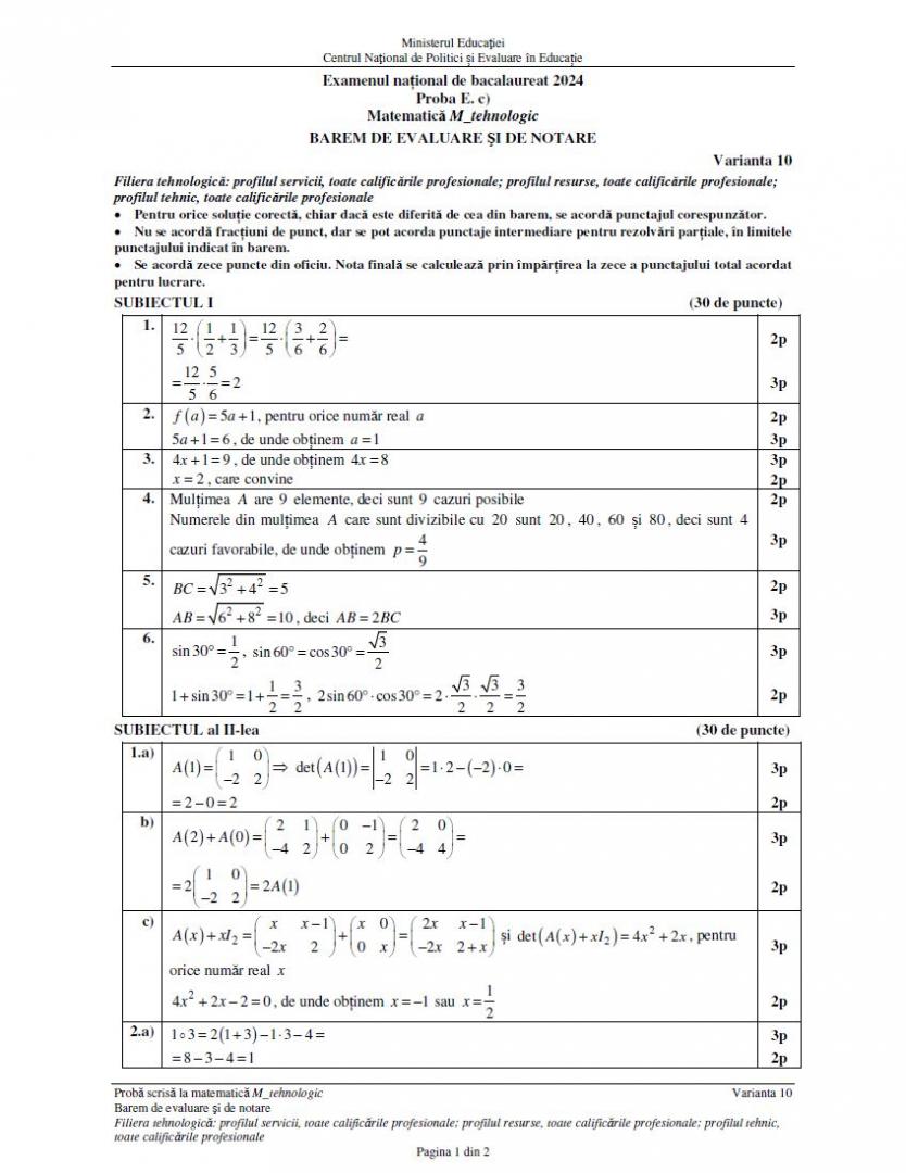 BAC 2024. SUBIECTELE și BAREMUL la Matematică. Ce au avut de rezolvat elevii, în funcție de profil