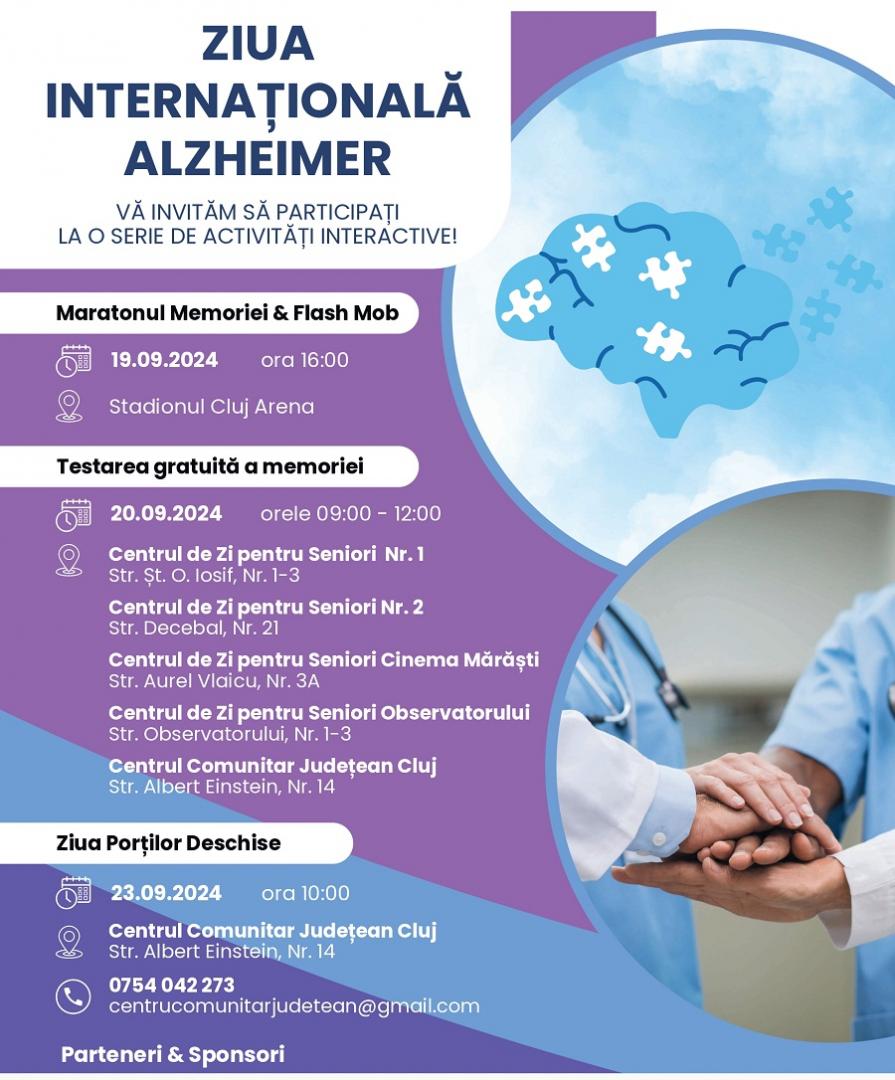 Clujul marchează Ziua Internațională Alzheimer: Maraton al Memoriei și Flash Mob, la Cluj Arena/ Înscrieri pentru testări gratuite a memoriei