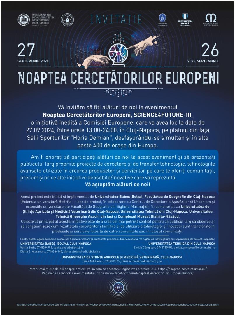 Universitatea Tehnică din Cluj-Napoca, participă la „Noaptea Cercetătorilor Europeni 2024”