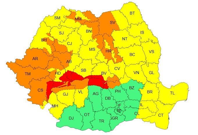 Avertizări COD PORTOCALIU și GALBEN de vânt puternic și ninsori în Cluj! Rafale de peste 120 de kilometri pe oră