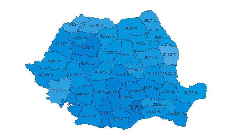 ALEGERI PREZIDENȚIALE 2024. Prezența la vot a trecut de 45%. Peste 8,2 milioane de români au fost la urne/ HARTA cu voturile pe județe