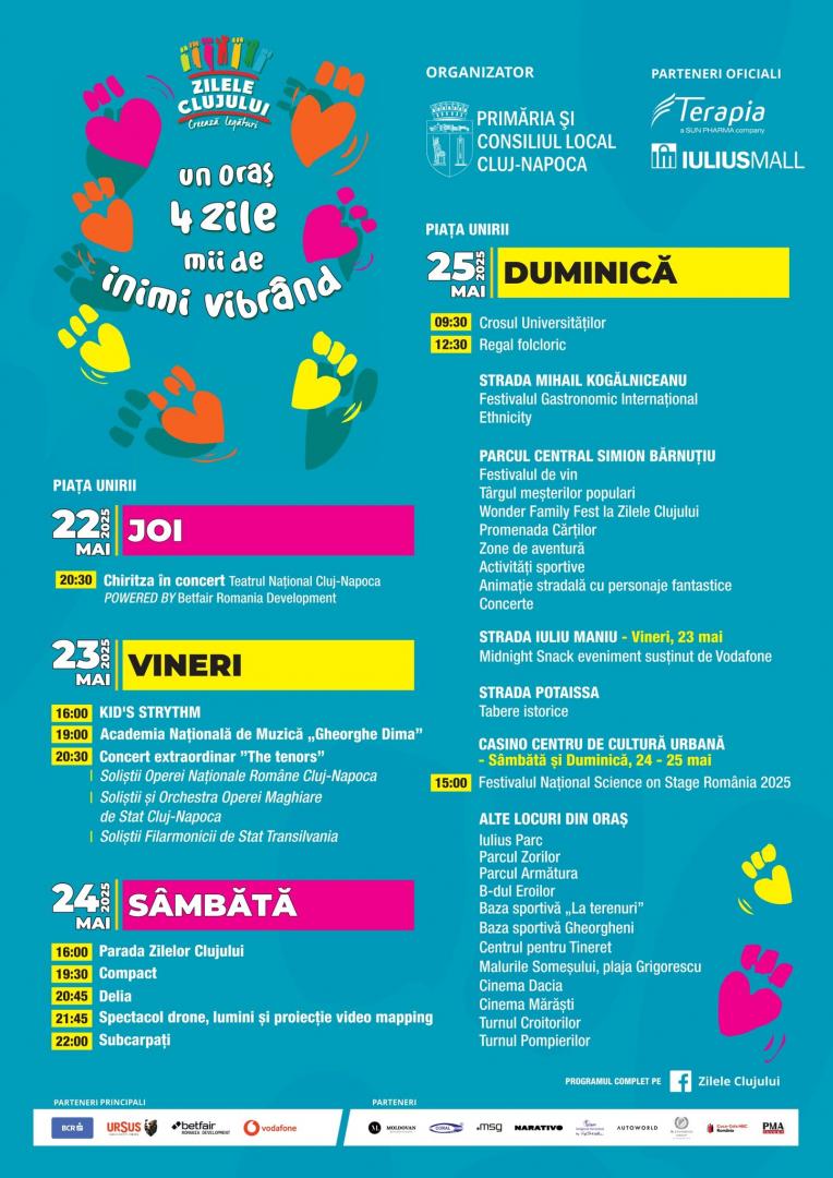 PROGRAMUL Zilele Clujului 2025: 100 de evenimente desfășurate în peste 40 de locuri