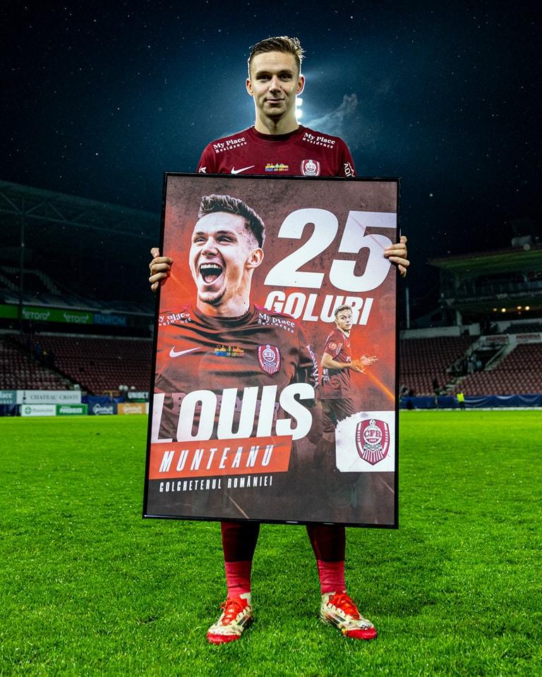Louis Munteanu este golgheterul Superligii. Ce record de peste 50 de ani a egalat atacantul lui CFR Cluj